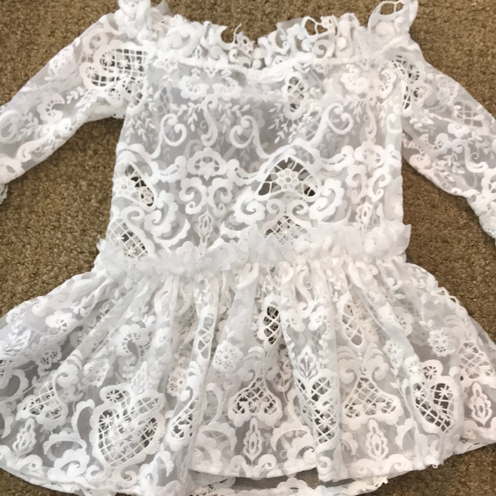 ASOS US 2 lace sheer swim cover up top blouse